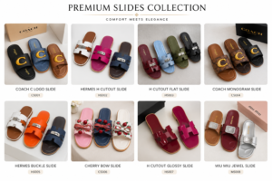 Mixed slides( Coach, Hermes, Cherry, Louis Vuitton and many other designs)